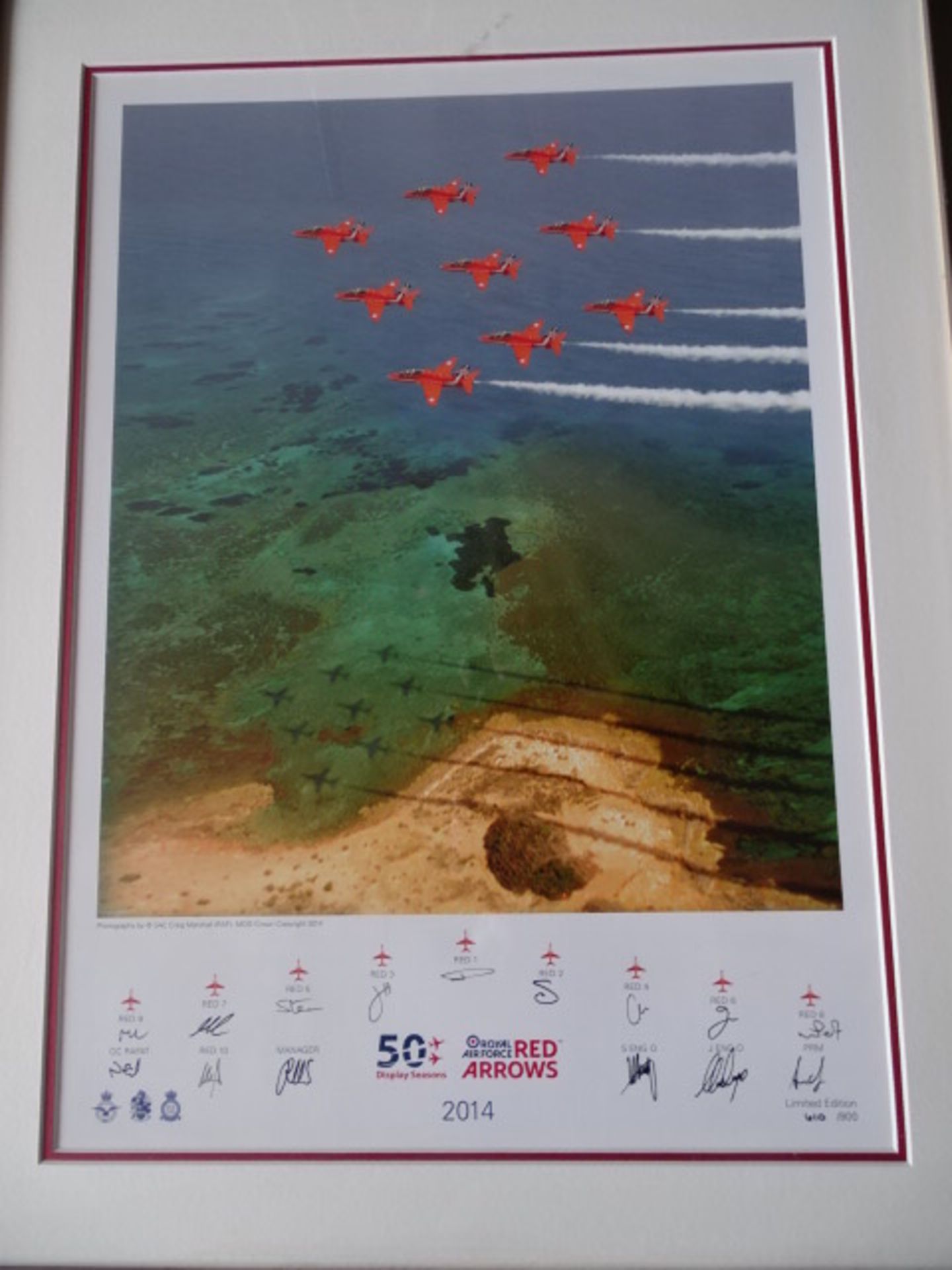 Limited numbered (610/800) 2014 Red Arrows print, framed and glazed 51cm x 66cm approx - Image 2 of 6