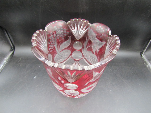 Bohemia ruby red vase 20cmH - Image 2 of 2
