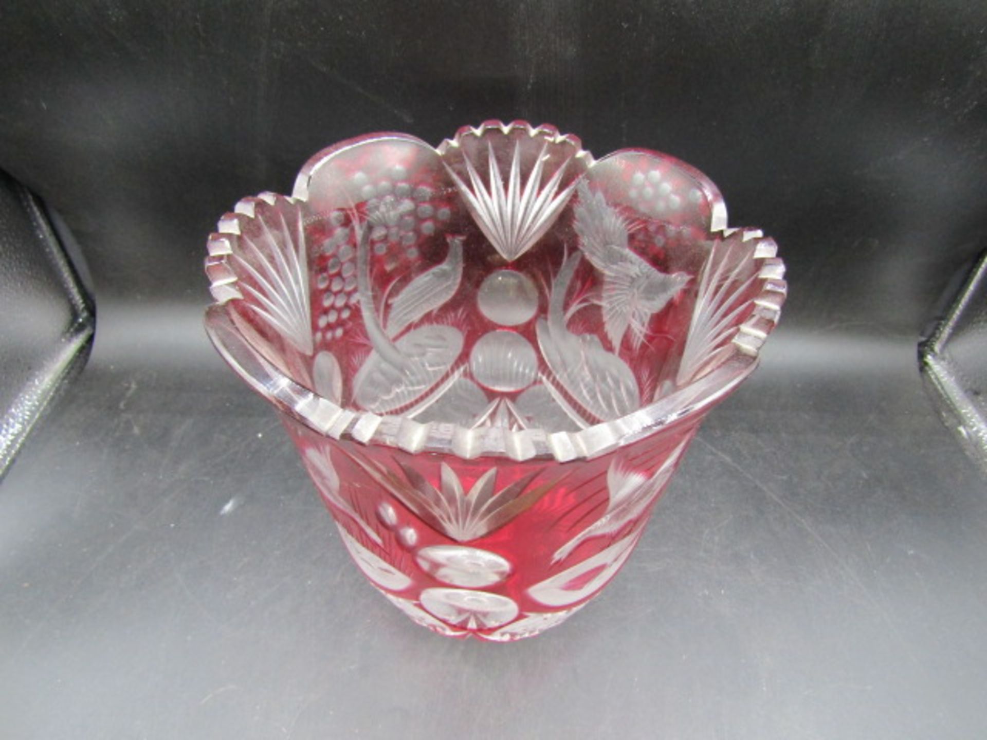 Bohemia ruby red vase 20cmH - Image 2 of 2