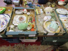 4 trays various ceramics and glass