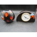Poole pottery clock and vase 10cmH