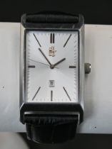 Emirates quartz wristwatch with the Emirate insignia with a silvered face and baton markers date