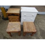 Pine bedside, drawers and 2 side tables