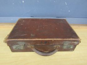 Vintage leather case used by a young girl to take her books to school in the early 1990's with