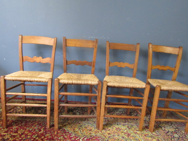 set 4 Dutch rush seat chairs 'Van Gogh style' (from the painting)  good condition - Image 4 of 5