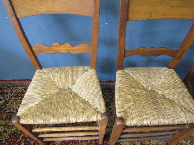 set 4 Dutch rush seat chairs 'Van Gogh style' (from the painting)  good condition - Image 5 of 5