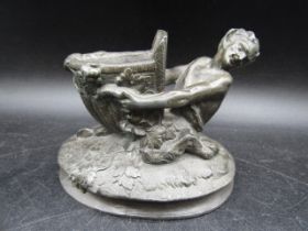A pewter fawn with a chariot11cmH 13cmW