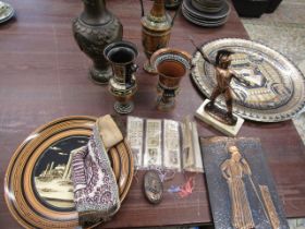 Various Egyptian metal wares, a brass vase