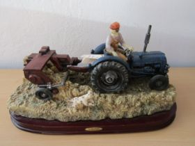 The Juliano Collection tractor and baler sculpture 33cmL