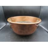 Moresi & lucca of London copper bowl with lion head handles 32cmD 10cmH