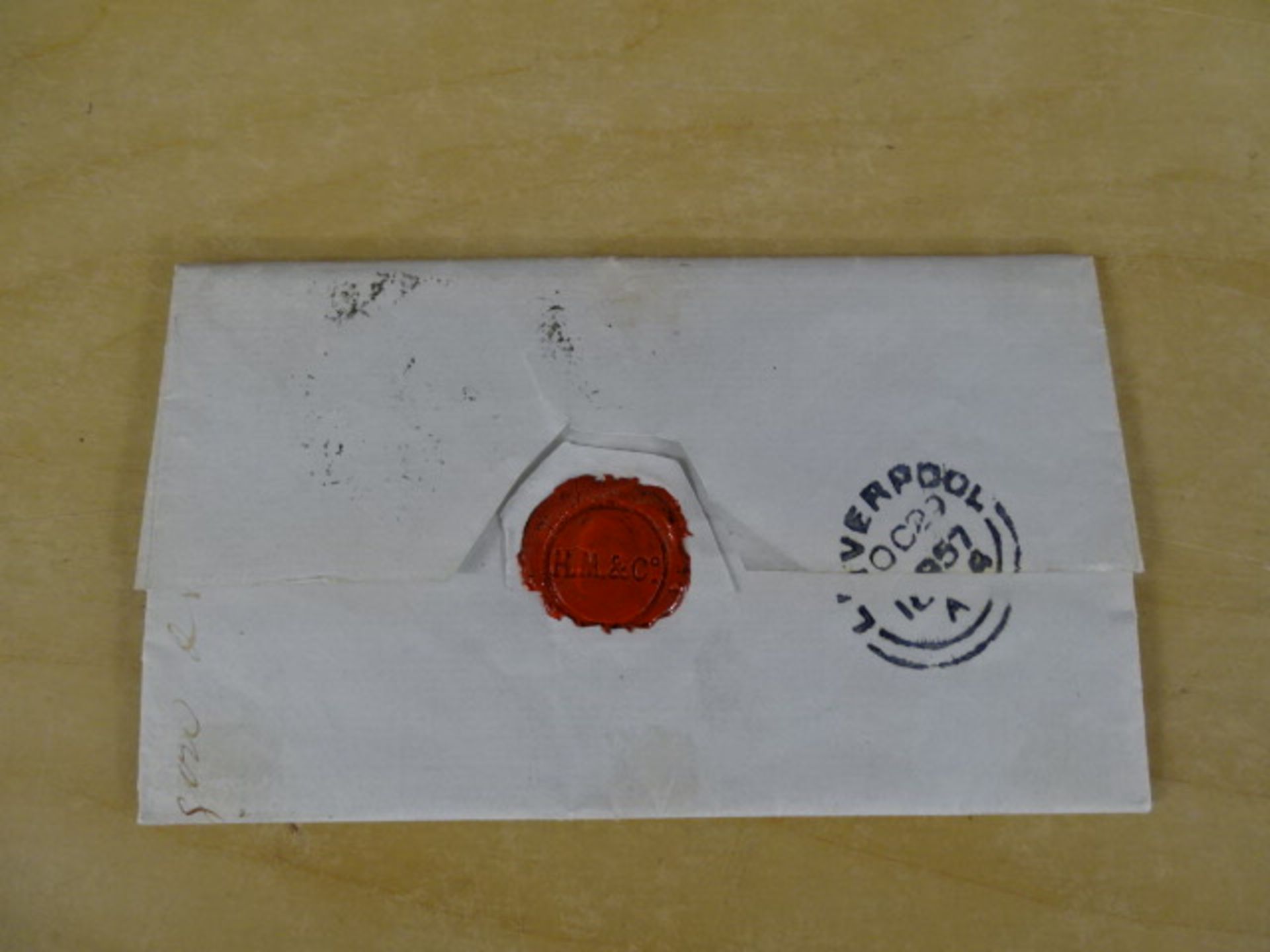 An entire cover with unbroken wax seal from Glasgow to Liverpool 1857 with penny red stamp - Image 2 of 3