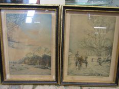 After Alice Bardwell - a pair coloured prints of country scenes signed in margin with proof stamp in
