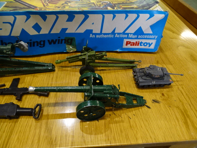 Vintage boxed Palitoy Action Man 'Skyhawk', G.I.JOE action figure and diecast cannons to include - Image 6 of 7
