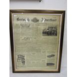 Berwick Advertiser framed  newspaper 1964