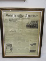 Berwick Advertiser framed  newspaper 1964