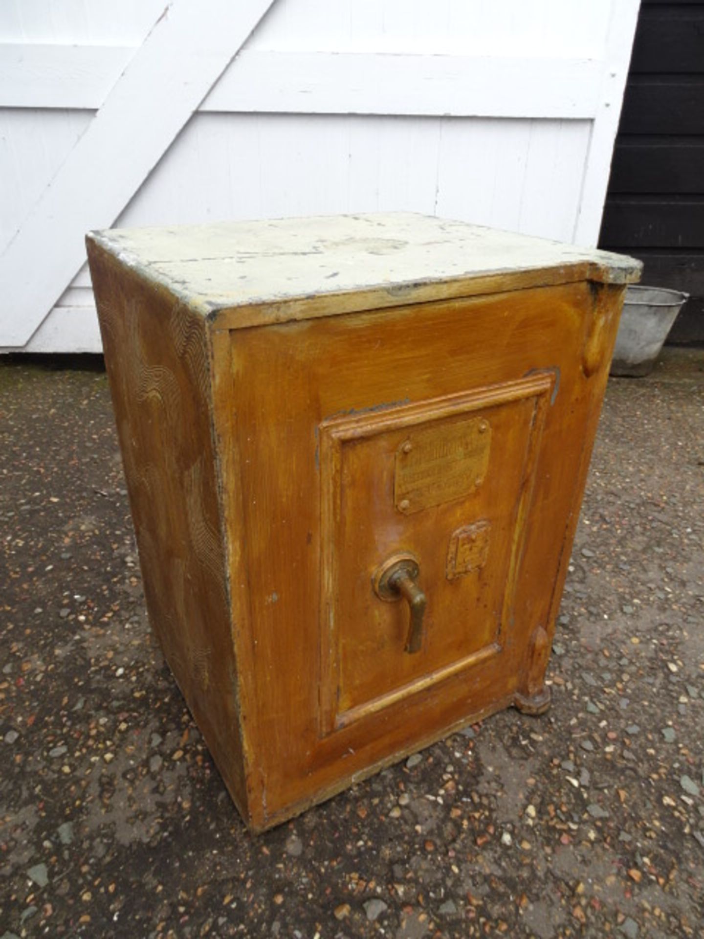 Antique Whitfield's of London cast iron safe with keys H61cm W47cm D44cm approx