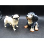 Sylvac dog and a ceramic pug 14cmH