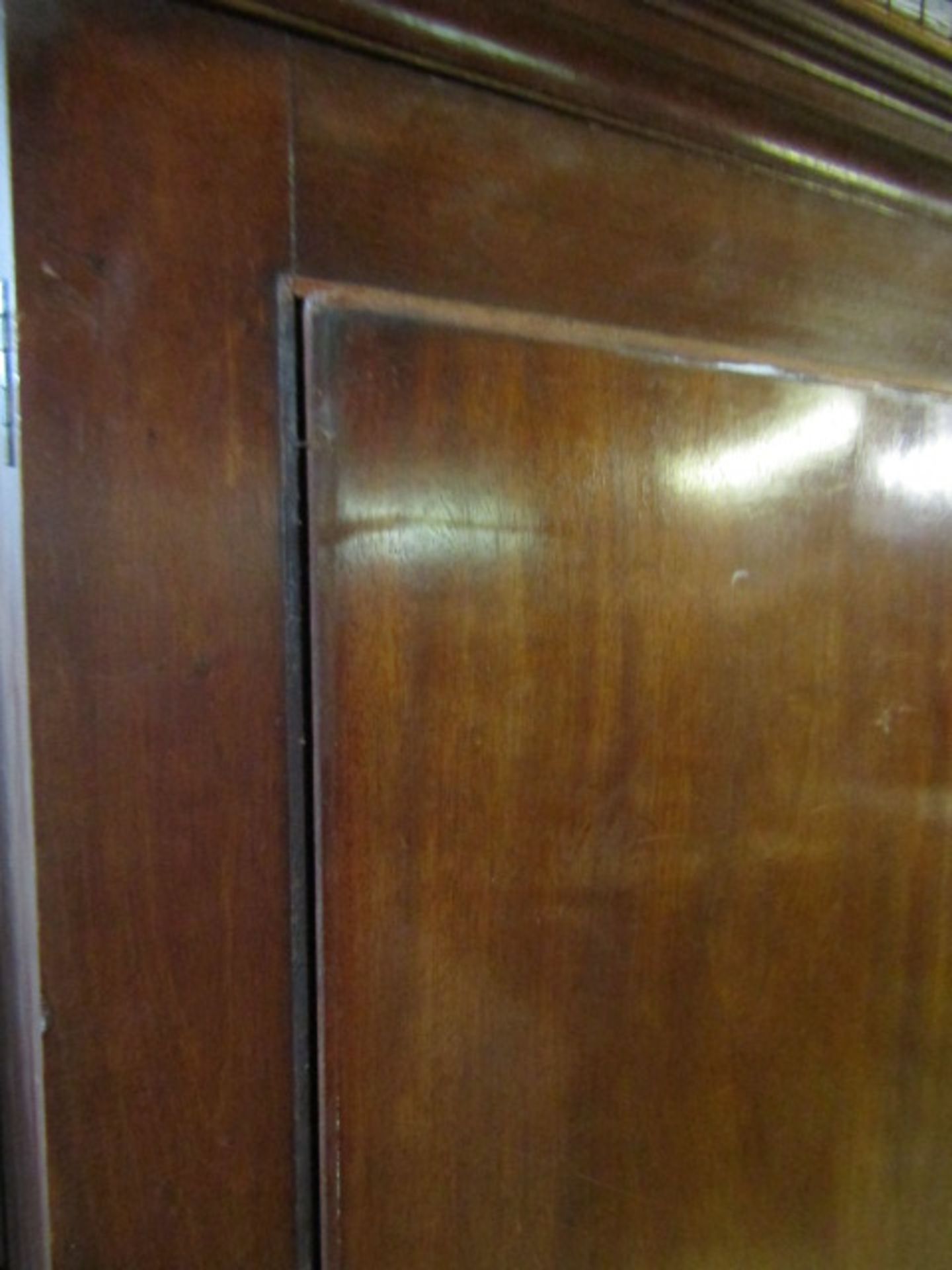 Mahogany linen press/cupboard with brass handles (needs some restoration, beading missing around - Image 12 of 13