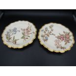 Royal Worcester hand painted plates, one has cracked and been repaired, the other is in good