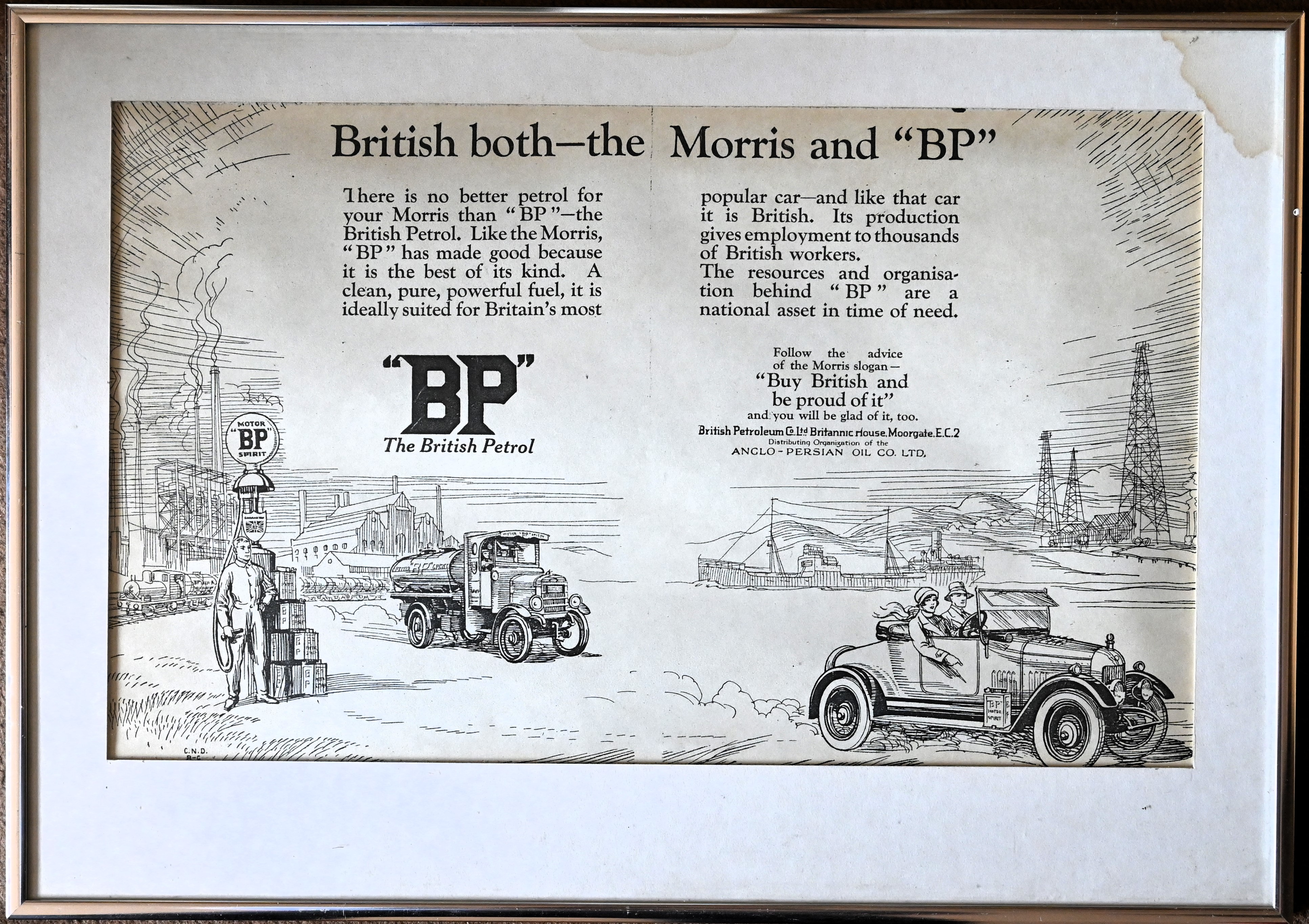 Two framed cartoons and a vintage framed BP advert - Image 3 of 3