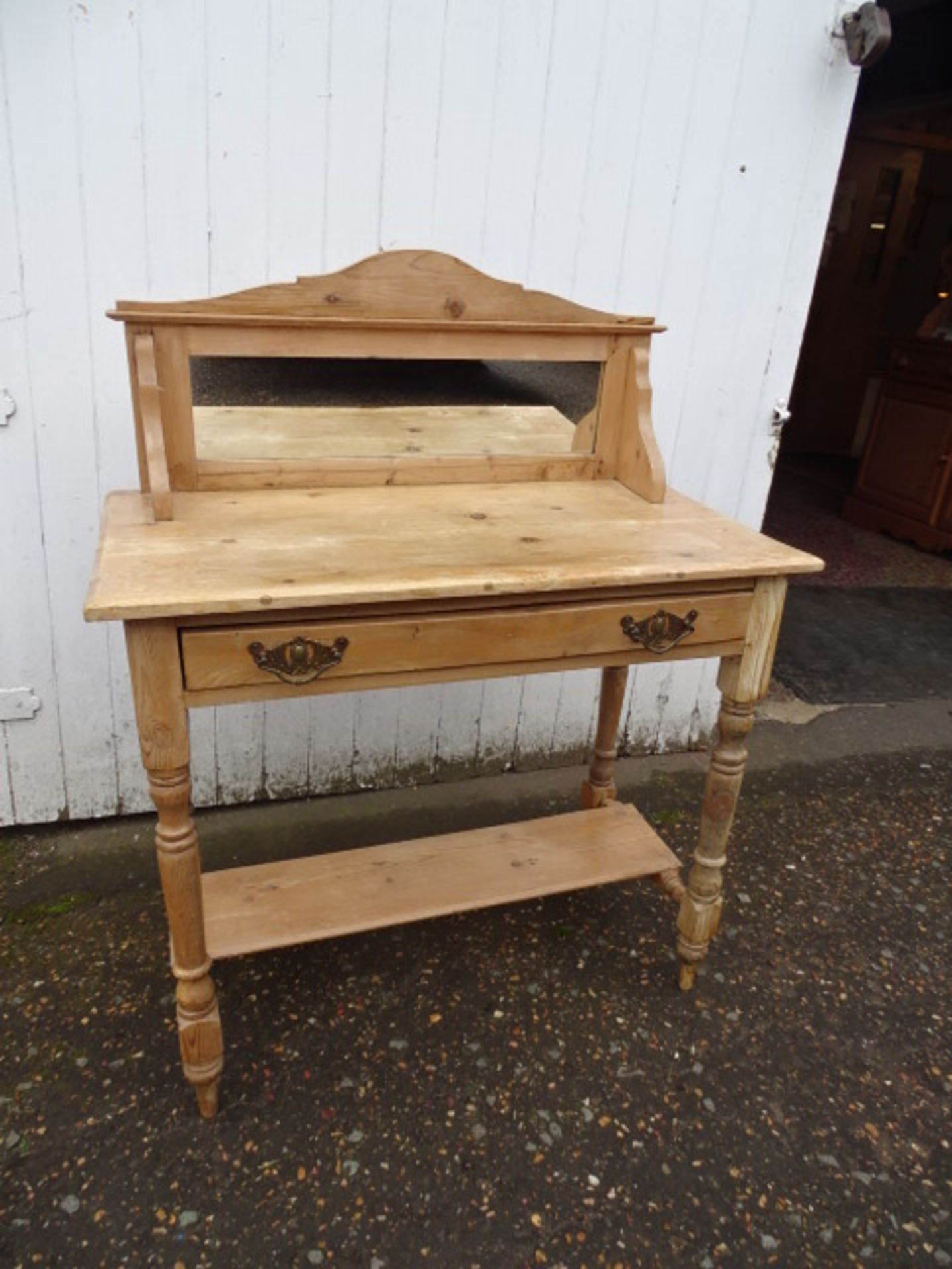 Vintage pine wash stand with drawer and mirror H106cm W84cm D44cm approx