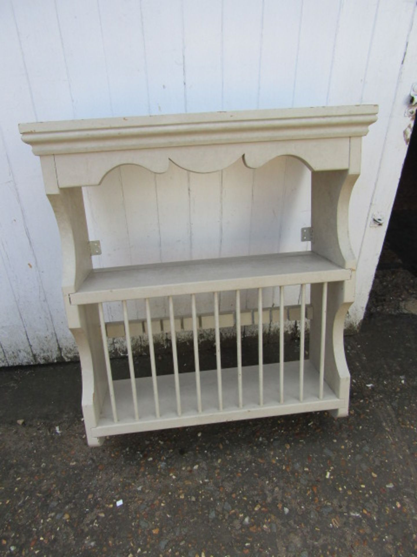 A painted plate rack wall unit 65x79cm