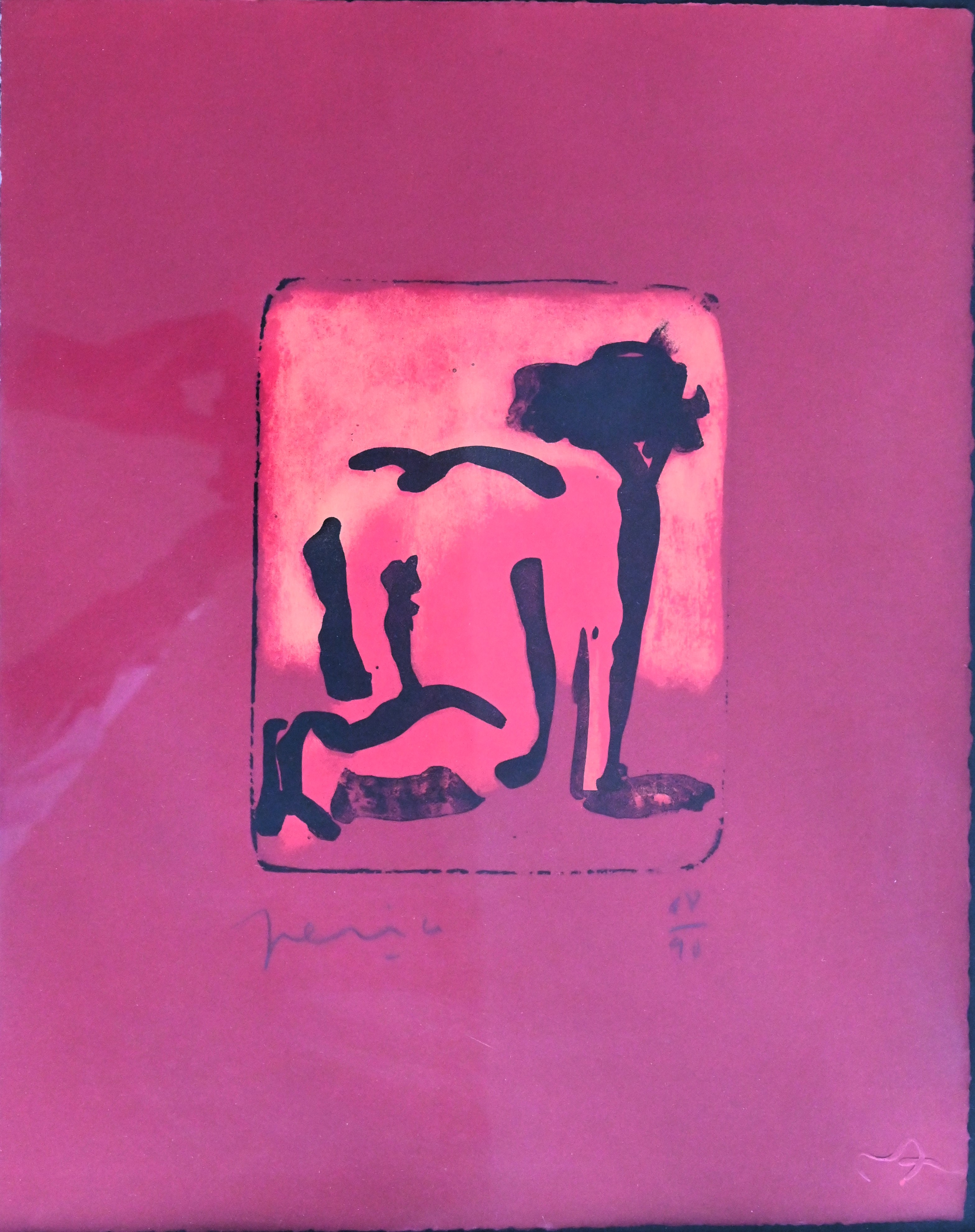 Nude study Etching on red paper no. 68/90 artist unknown