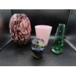 Various glass vases inc Polish green vase