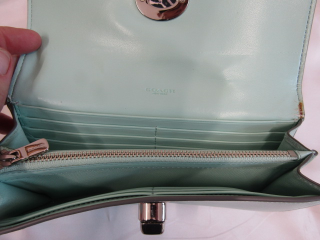 Coach light blue clutch bag/purse with dust bag - Image 3 of 3