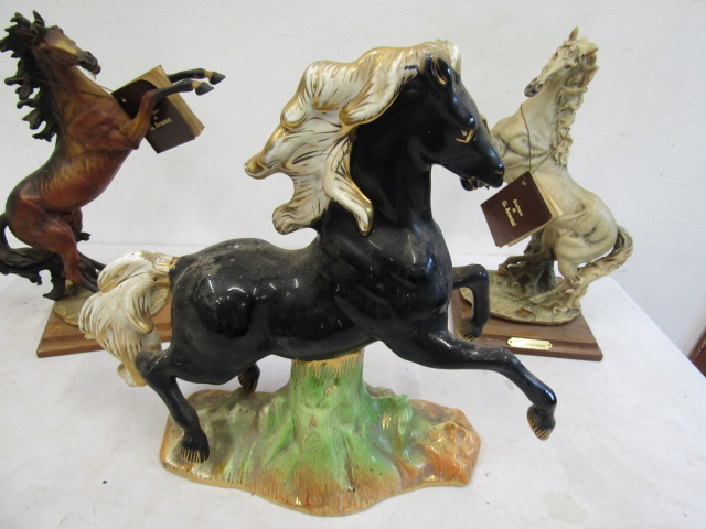 Giuseppe Armani rearing horses x 2 and a Belgium glazed horse - Image 2 of 9