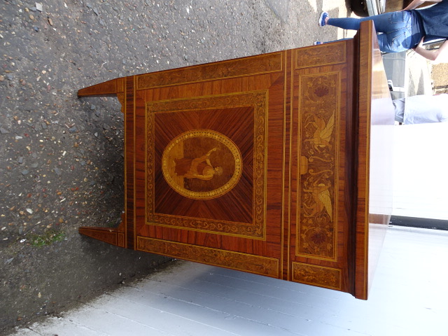 Italian inlaid walnut marquetry 3 drawer commode with keys H92cm W130cm D54cm approx - Image 2 of 7