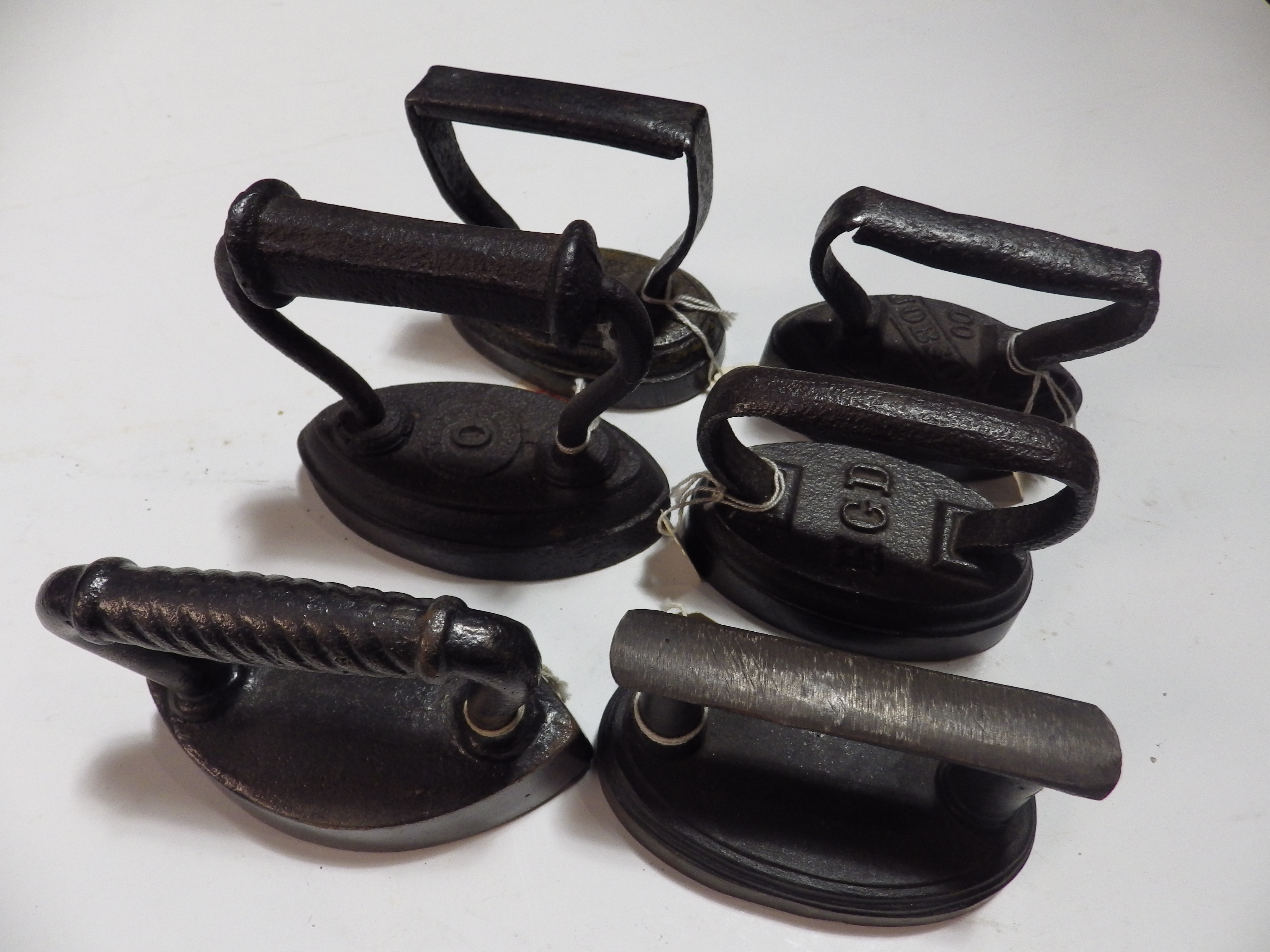 6 various miniature flat/sad irons to incl HGD, Jobson etc