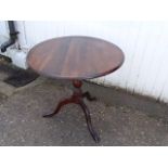 Mahogany round tilt top tripod side table (missing brass screws)