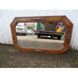 Oak framed Arts & Crafts style wall mirror 48cm x 78cm approx