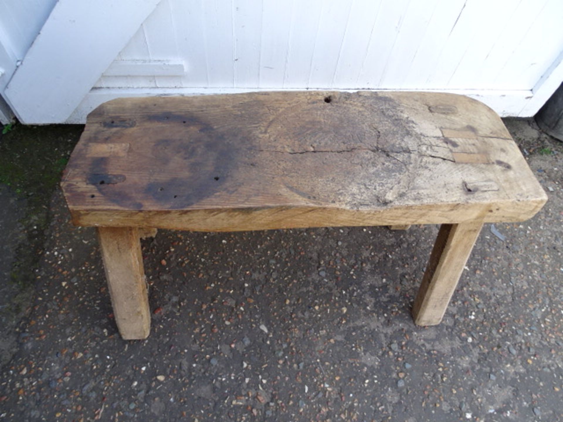 Antique elm pig bench H53cm W100cm D36cm approx - Image 3 of 3