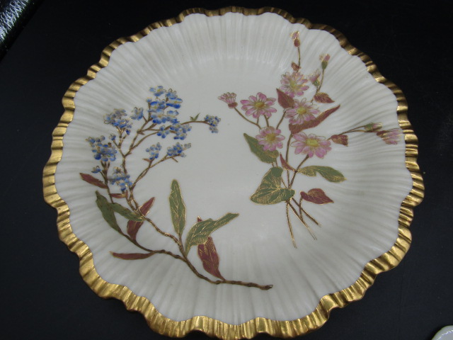 Royal Worcester hand painted plates, one has cracked and been repaired, the other is in good - Image 5 of 6