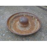 Vintage cast iron Mexican hat pig feeder/planter. Diameter 68cm approx