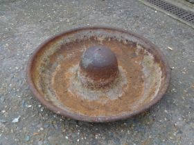 Vintage cast iron Mexican hat pig feeder/planter. Diameter 68cm approx