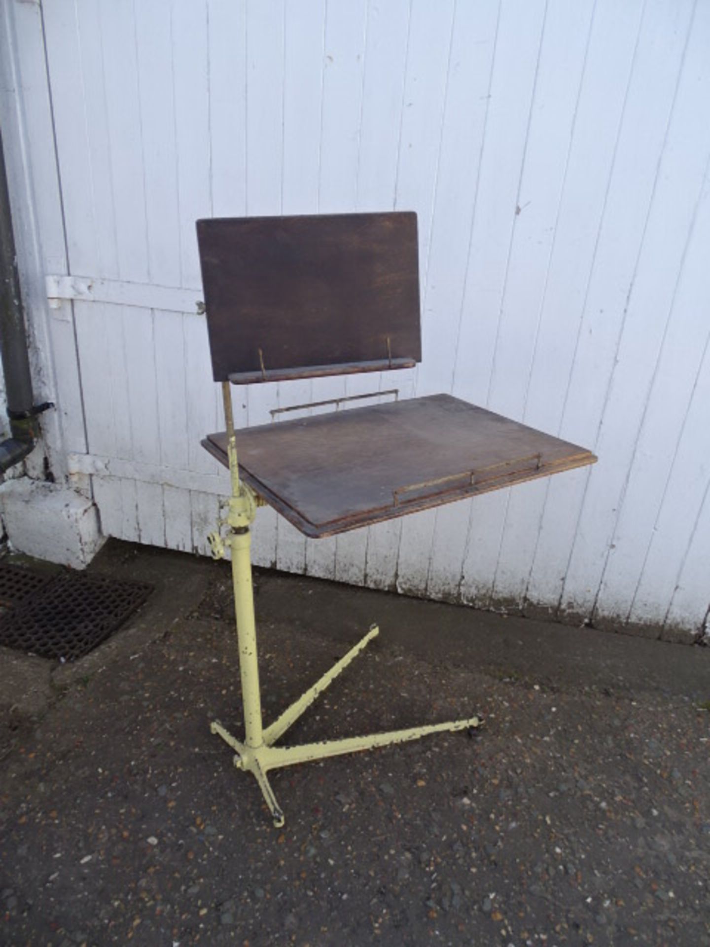 Vintage adjustable over bed table with book stand