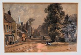C. F. Powell (19thC) watercolour landscape of a street scene framed and glazed signed lower right