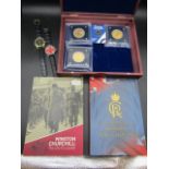 Collectors commemorative  coins and 2 watches