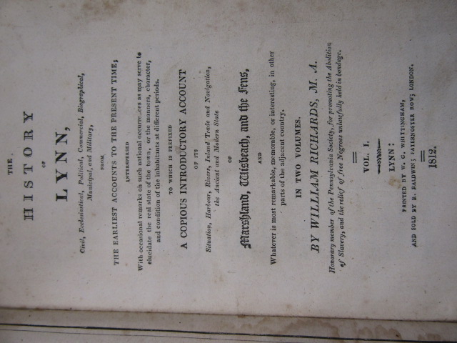 History of Lynn (Kings Lynn) in 2 volumes 1812 printed by Whittingham. boards detached, half - Image 3 of 11