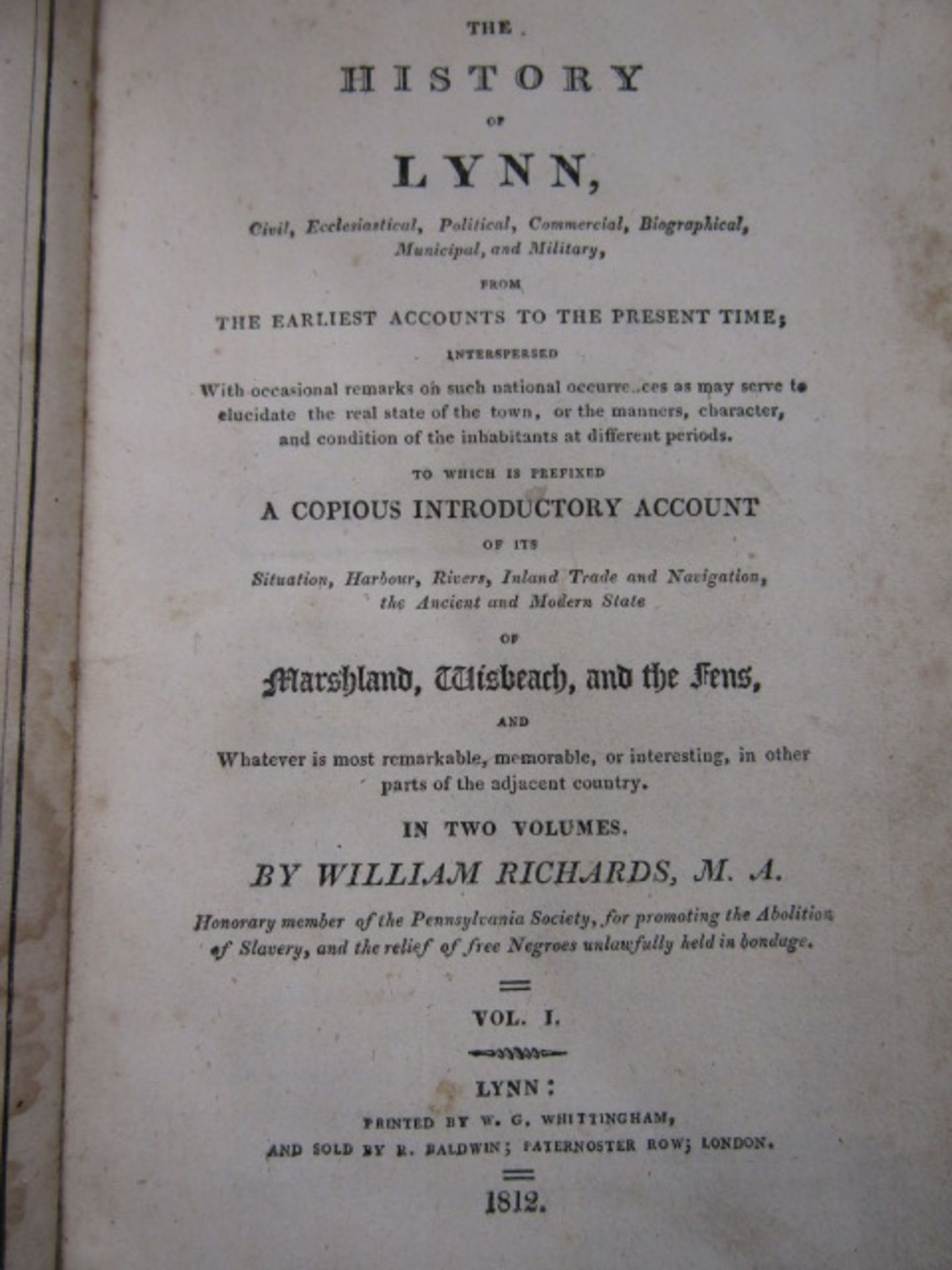 History of Lynn (Kings Lynn) in 2 volumes 1812 printed by Whittingham. boards detached, half - Image 3 of 11