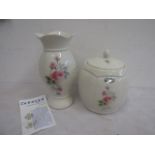 Donegal Irish fine porcelain vase (22cmH) and lidded pot