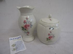 Donegal Irish fine porcelain vase (22cmH) and lidded pot