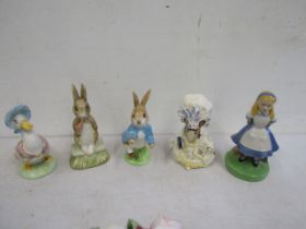 Royal Albert, Beswick Peter Rabbit figures plus an Alice in Wonderland figure