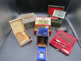 Antique sewing boxes inc Victorian fold out box