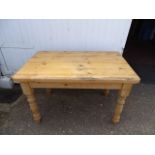 Pine kitchen table (legs unscrew for easy transport) H78cm Top 76cm x 122cm approx