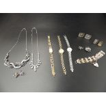 Costume jewellery lot to include 3 ladies watches - Accurist, Rotary and Avia, a bracelet, marcasite