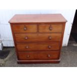 Mahogany 2 short over 3 long chest of drawers (front bun feet have fallen off but are present)